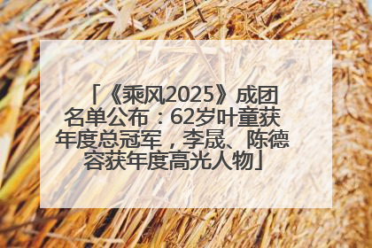 《乘风2025》成团名单公布：62岁叶童获年度总冠军，李晟、陈德容获年度高光人物