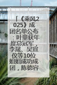 《乘风2025》成团名单公布：叶童获年度总冠军，李晟、吴宣仪等10位姐姐成功成团，陈德容获年度高光人物