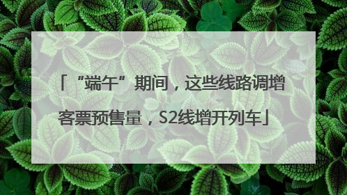 “端午”期间，这些线路调增客票预售量，S2线增开列车