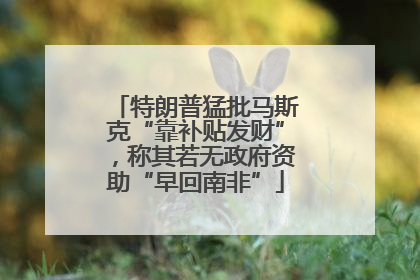 特朗普猛批马斯克“靠补贴发财”，称其若无政府资助“早回南非”