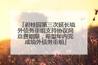 碧桂园第三次延长境外债务重组支持协议同意费期限，希望年内完成境外债务重组