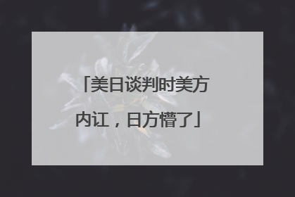 美日谈判时美方内讧，日方懵了