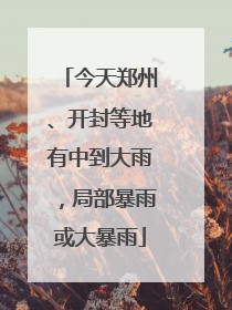 今天郑州、开封等地有中到大雨，局部暴雨或大暴雨