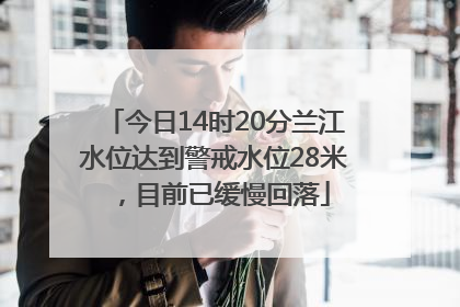 今日14时20分兰江水位达到警戒水位28米，目前已缓慢回落