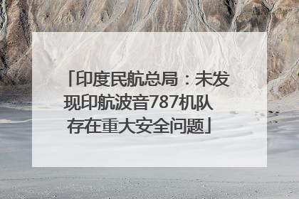 印度民航总局：未发现印航波音787机队存在重大安全问题