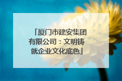 厦门市建安集团有限公司：文明铸就企业文化底色