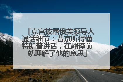 克宫披露俄美领导人通话细节：普京听得懂特朗普讲话，在翻译前就理解了他的意思