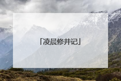 凌晨修井记
