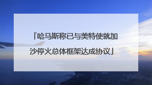 哈马斯称已与美特使就加沙停火总体框架达成协议