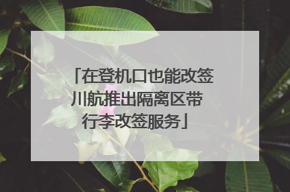 在登机口也能改签 川航推出隔离区带行李改签服务