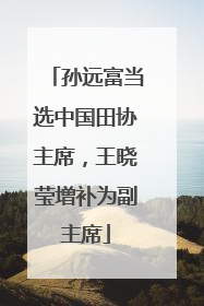 孙远富当选中国田协主席，王晓莹增补为副主席
