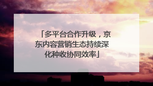 多平台合作升级，京东内容营销生态持续深化种收协同效率