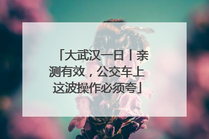 大武汉一日丨亲测有效，公交车上这波操作必须夸