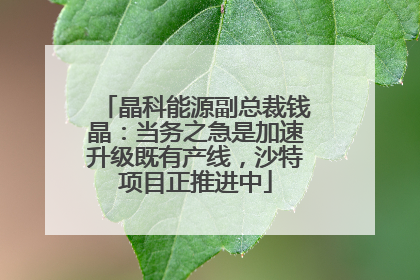晶科能源副总裁钱晶：当务之急是加速升级既有产线，沙特项目正推进中