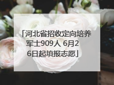 河北省招收定向培养军士909人 6月26日起填报志愿