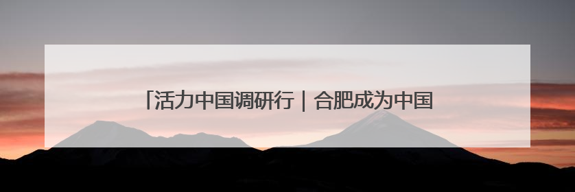 活力中国调研行｜合肥成为中国唯一新能源汽车“四试点”城市