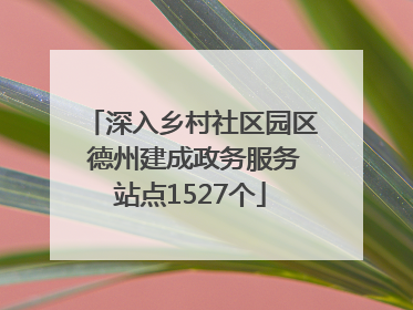 深入乡村社区园区 德州建成政务服务站点1527个