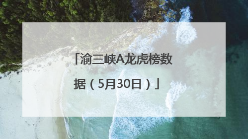 渝三峡A龙虎榜数据（5月30日）