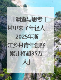 调查与思考丨村里来了年轻人 2025年浙江乡村青年创客累计将超35万人