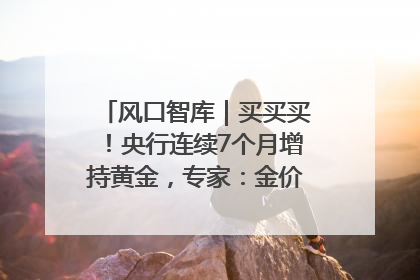 风口智库｜买买买！央行连续7个月增持黄金，专家：金价或仍易涨难跌