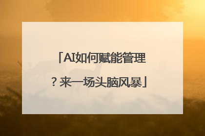 AI如何赋能管理？来一场头脑风暴